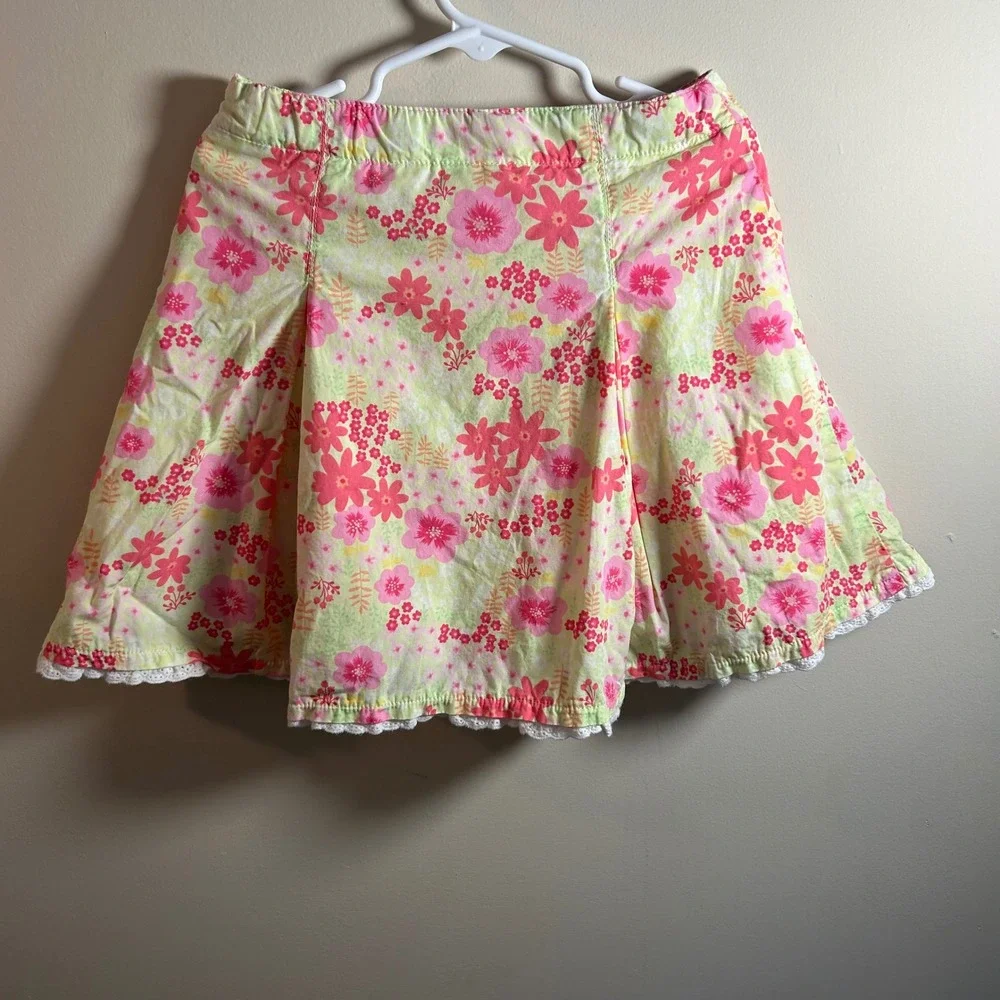 Talbots‎ Girls Sz 6 Floral Skirt Pockets Lace Trim Tiered Flouncy Sweetheart